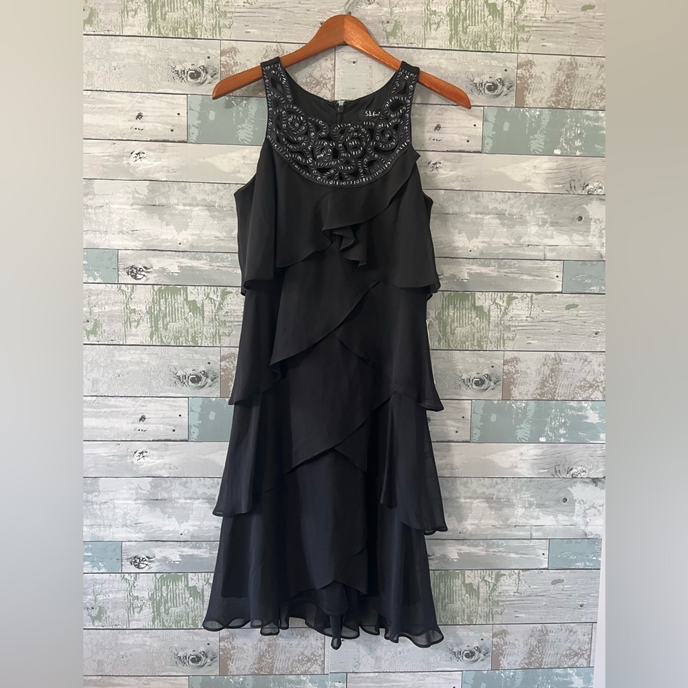 New! SL Fashions Multi Tiered Black Dress